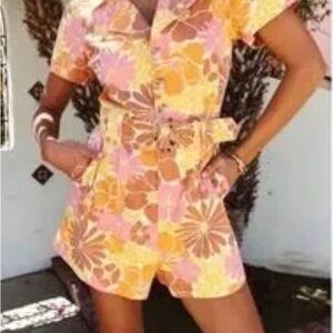 Show Me Your MuMu Floral Jumpsuit - Pink and Orange
